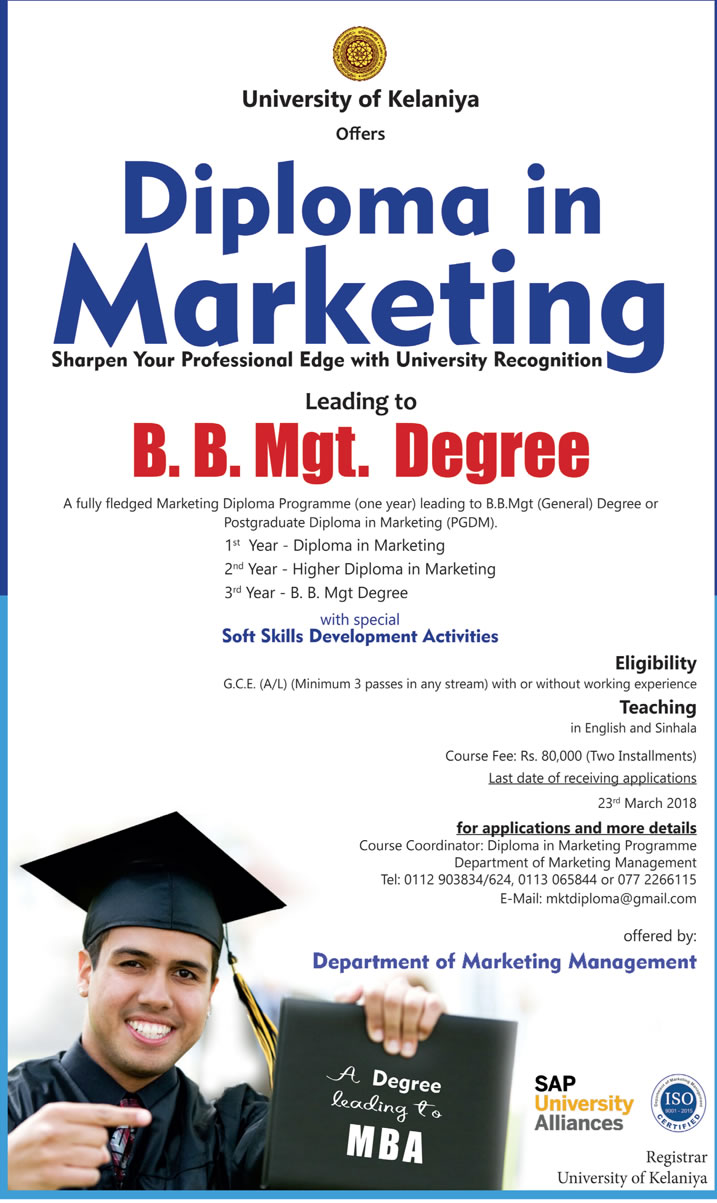 Diploma in Marketing - University of Kelaniya